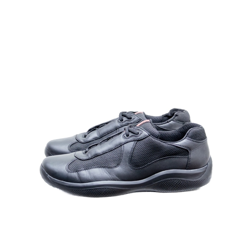 Prada Americas Cup Leather‎ & Mesh Sneakers – Black Size UK 7/ US 8 - Picture 3 of 13